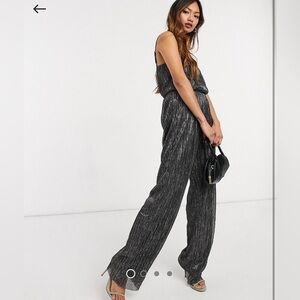 Vero Moda Plisse Jumpsuit with Wide Leg in Black